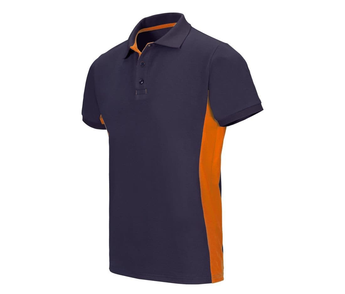 POLO BICOLORE MANCHES COURTES coloris Marine / Orange