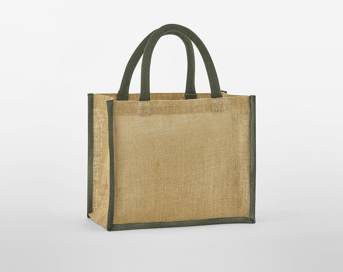 NATURAL STARCHED JUTE MIDI TOTE coloris Naturel / Vert olive