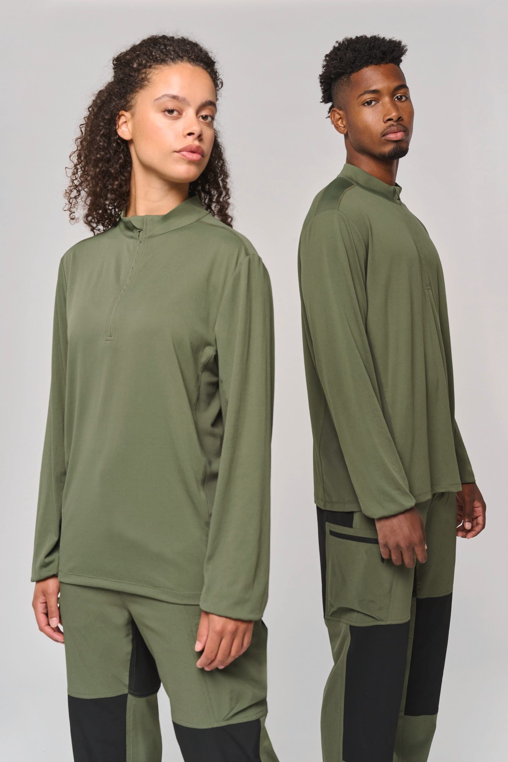 T-shirt outdoor col 1/4 zip manches longues unisexe