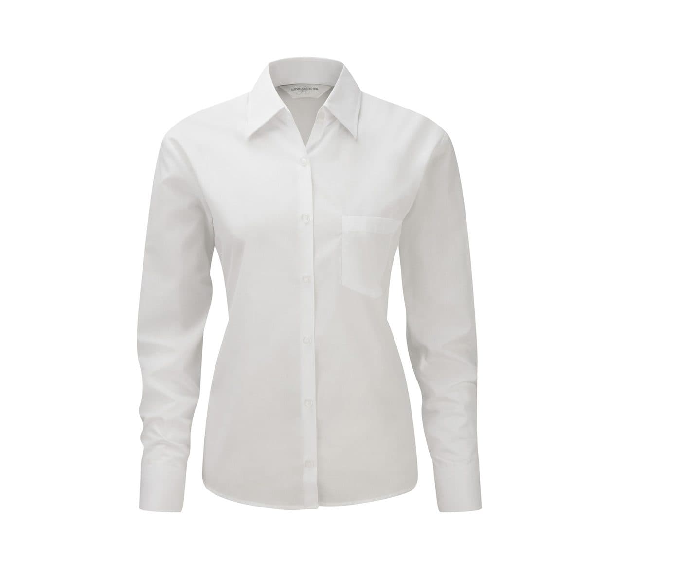 LADIES' LONG SLEEVE CLASSIC POLYCOTTON POPLIN SHIRT coloris Blanc