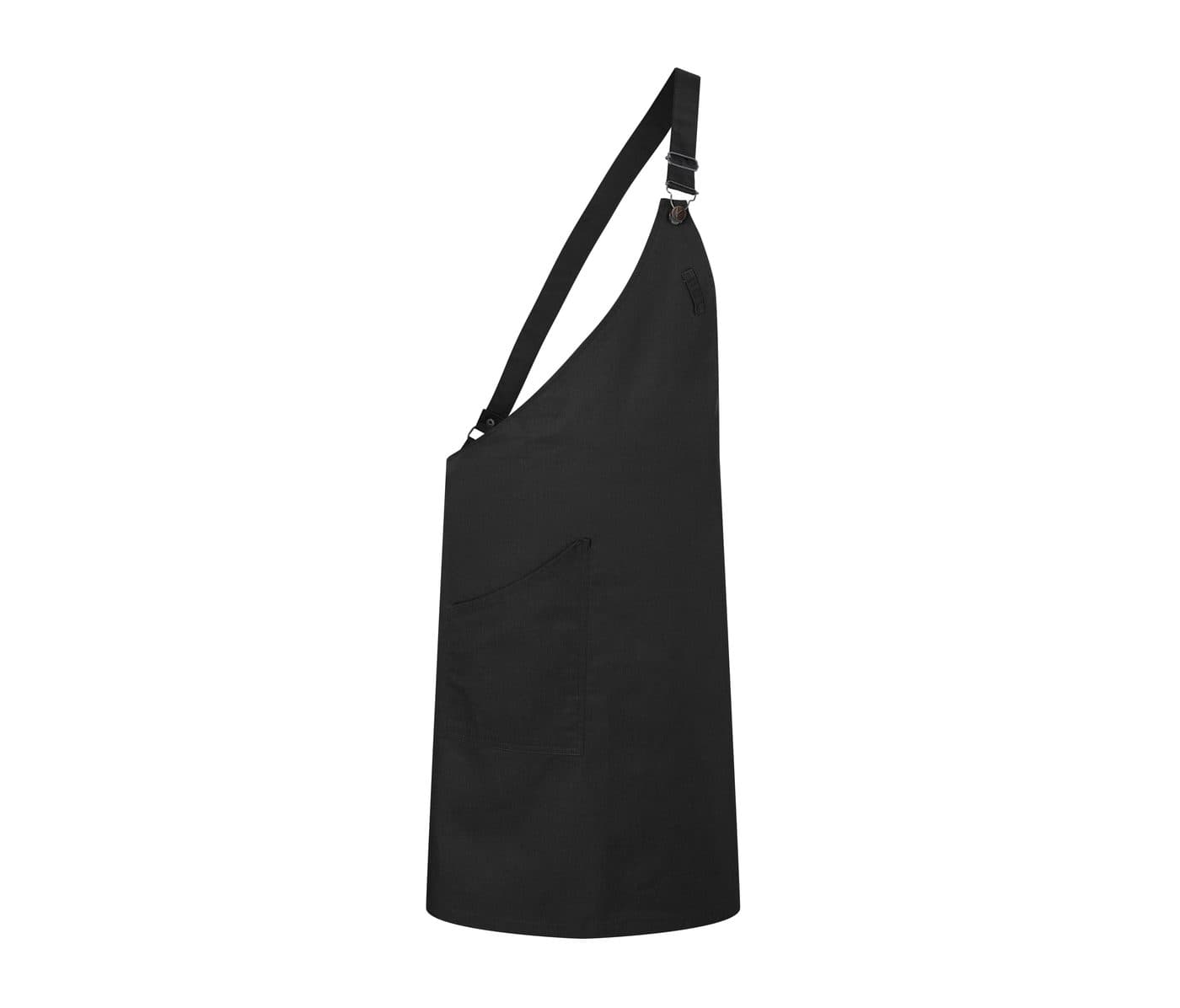 ASYMMETRICAL BIB APRON CLASSIC WITH POCKET coloris Noir