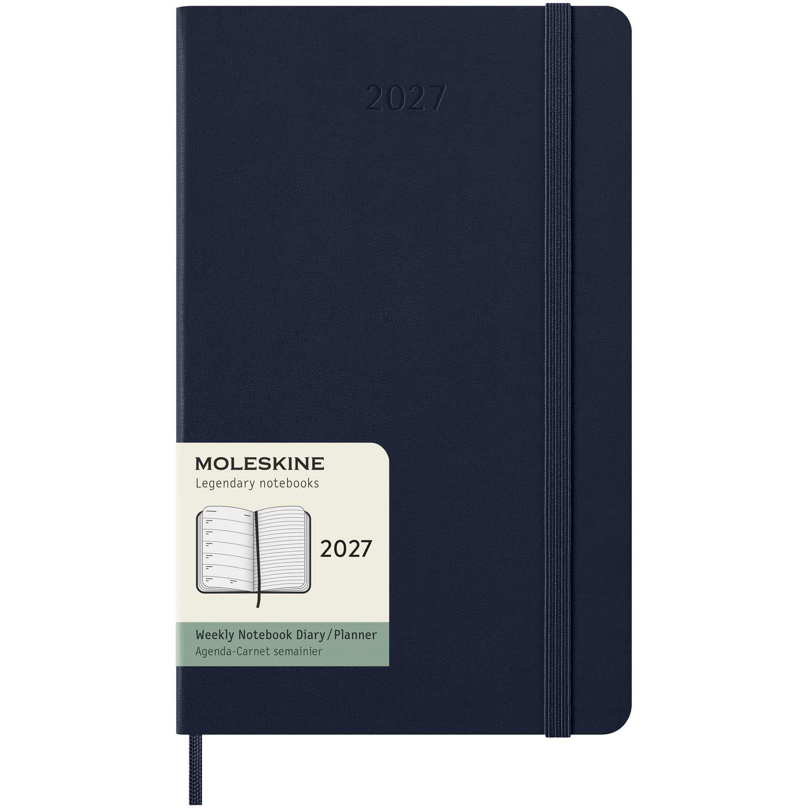 Agenda L hebdomadaire 12 mois Moleskine à couverture rigide coloris Bleu saphir