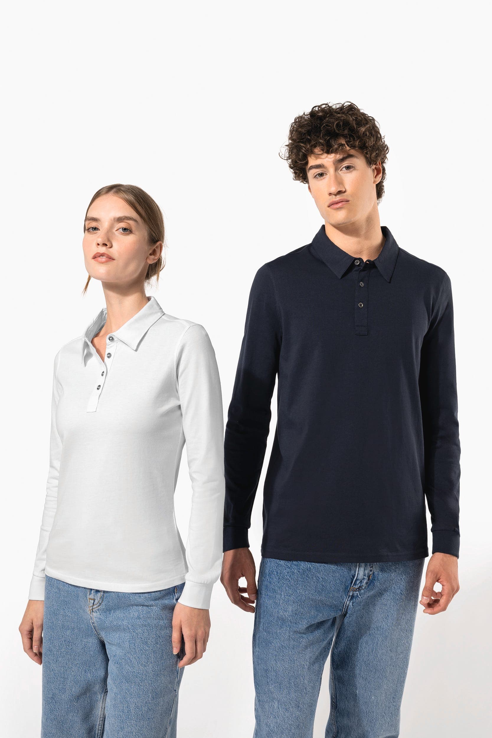 Polo jersey manches longues femme en situation