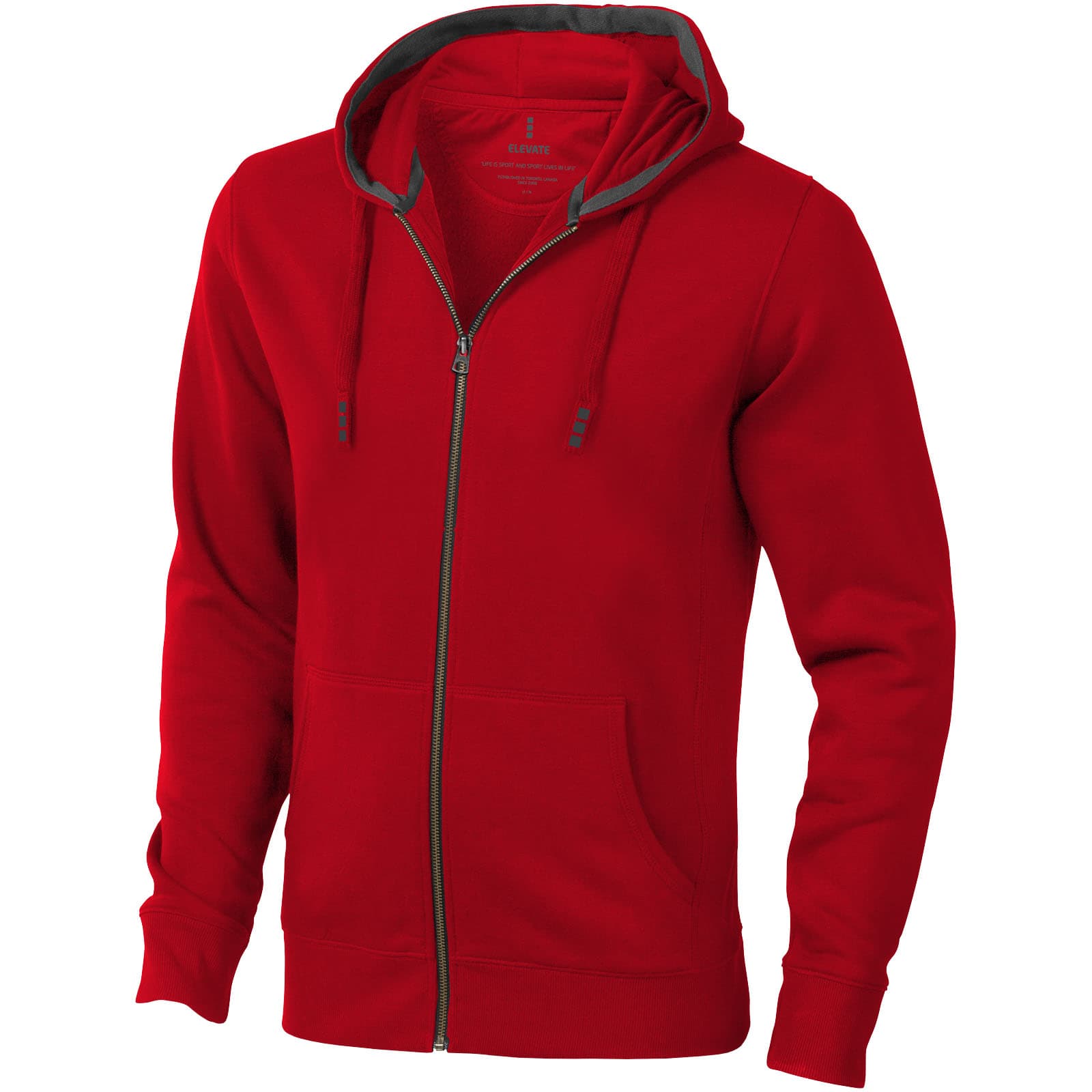 Sweat shirt à capuche full zip unisex de 300 g/m² Arora coloris Rouge
