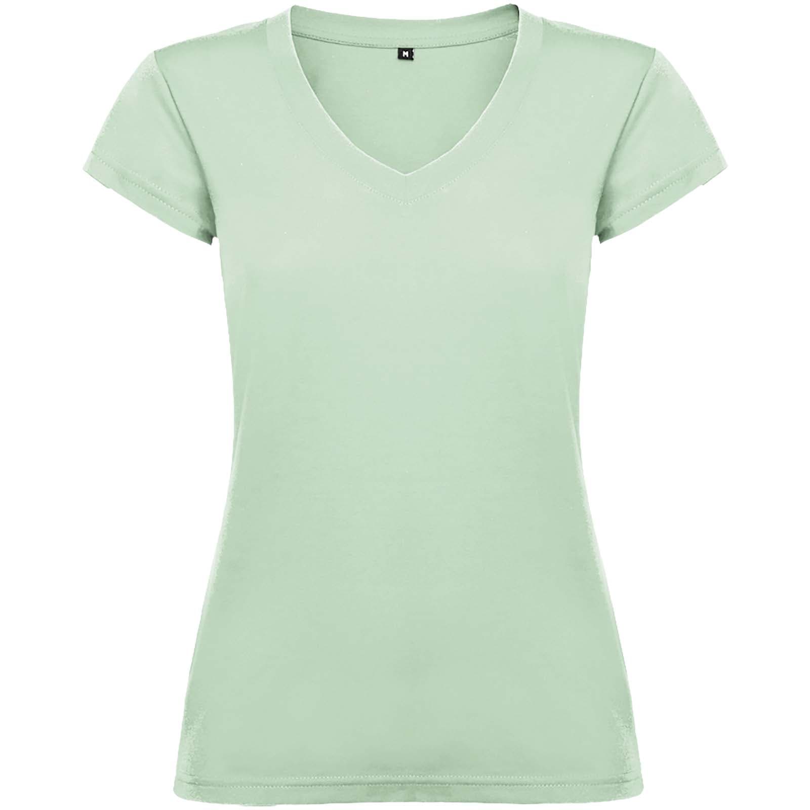 T-shirt de 155 g/m² Victoria à col en V et manches courtes pour femme coloris Vert brume