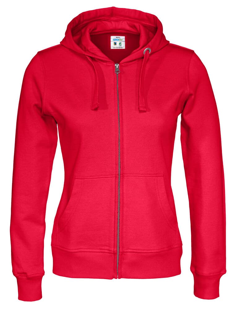 HOODIE FERMETURE COMPLÈTE FEMME - CERTIFIÉ GOTS coloris Rouge