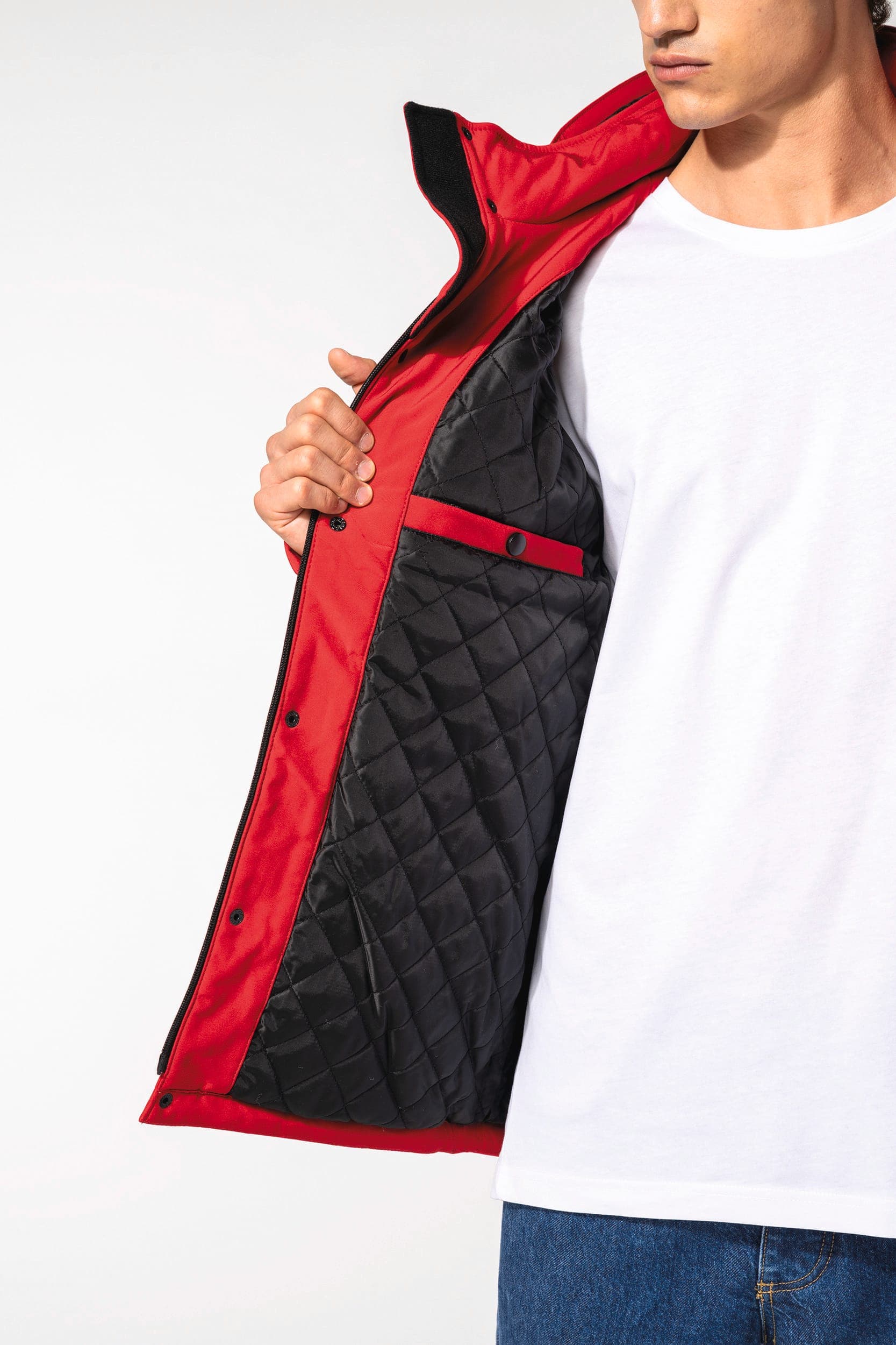 Parka softshell doublée capuche homme en situation