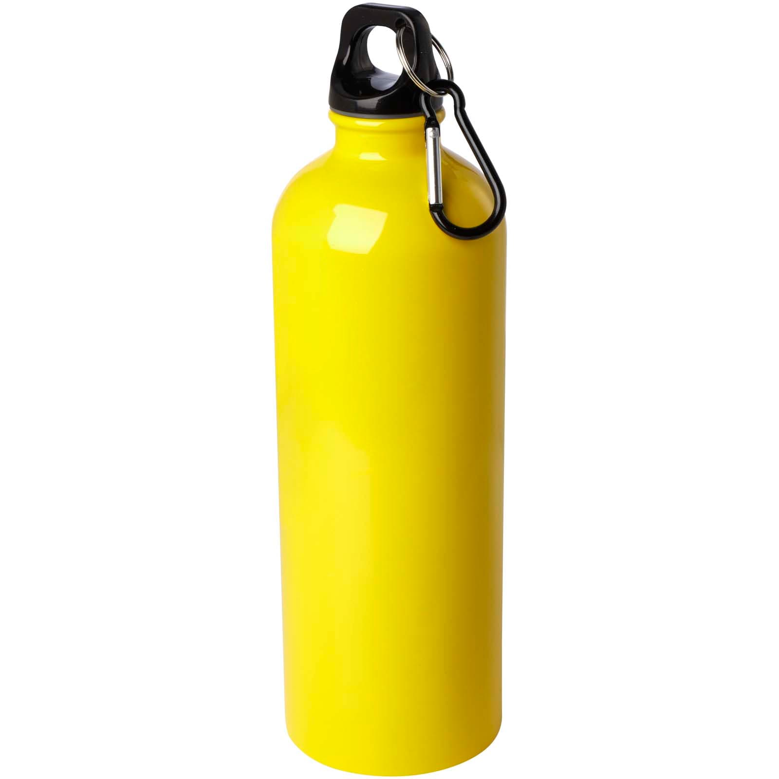 Bouteille d'eau Oregon de 750 ml simple paroi en acier recyclé certifié RCS avec mousqueton coloris Jaune
