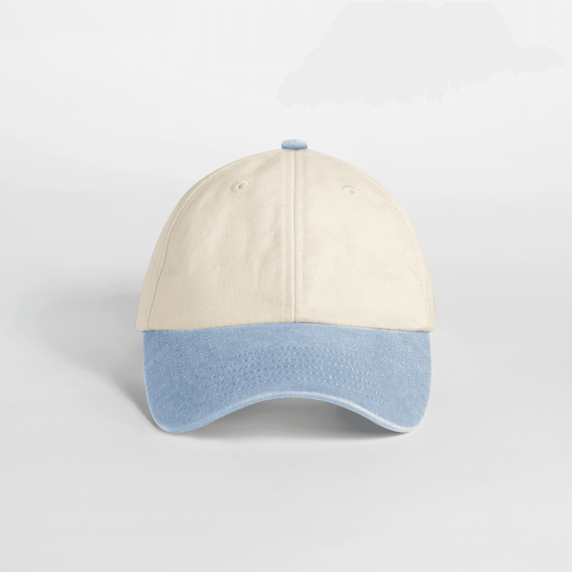 Casquette vintage compacte visière contrastée coloris Naturel / Bleu clair vintage