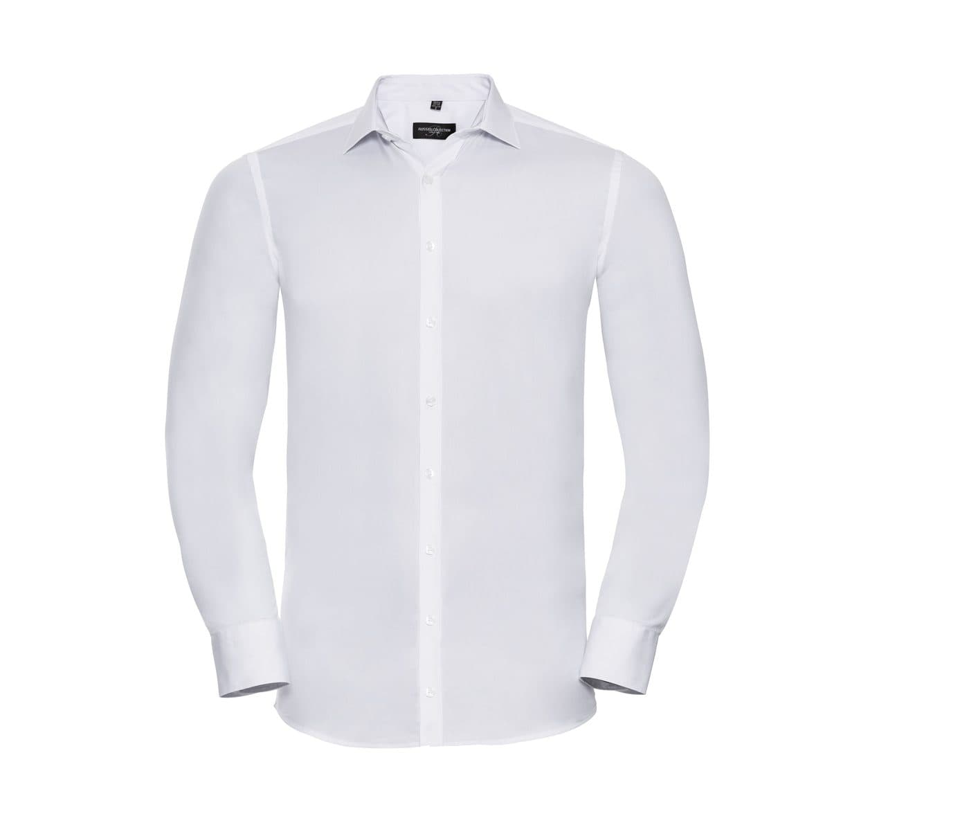 MEN'S LONG SLEEVE FITTED ULTIMATE STRETCH SHIRT coloris Blanc