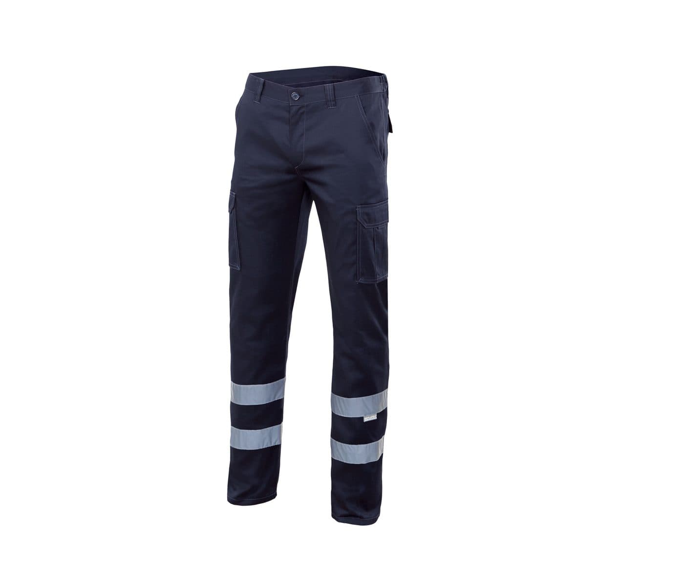 PANTALON STRETCH MULTIPOCHES À BANDES RÉFLÉCHISSANTES coloris Marine