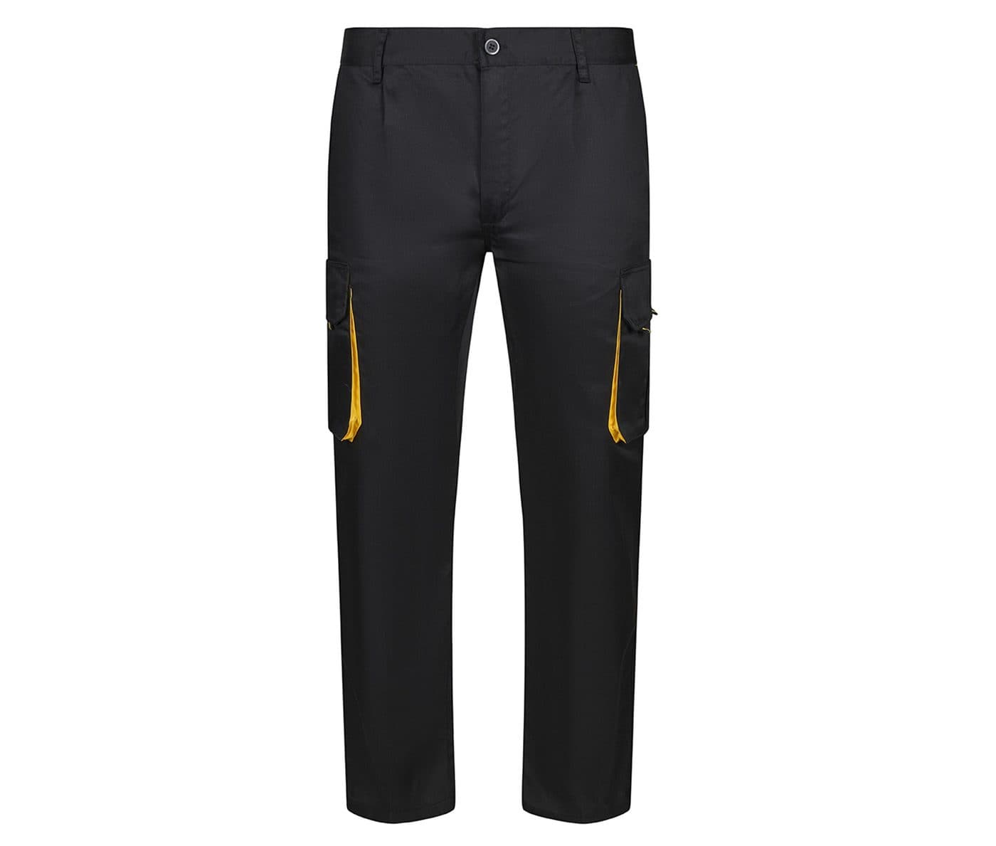 PANTALON MULTIPOCHES BICOLORE coloris Noir / Jaune