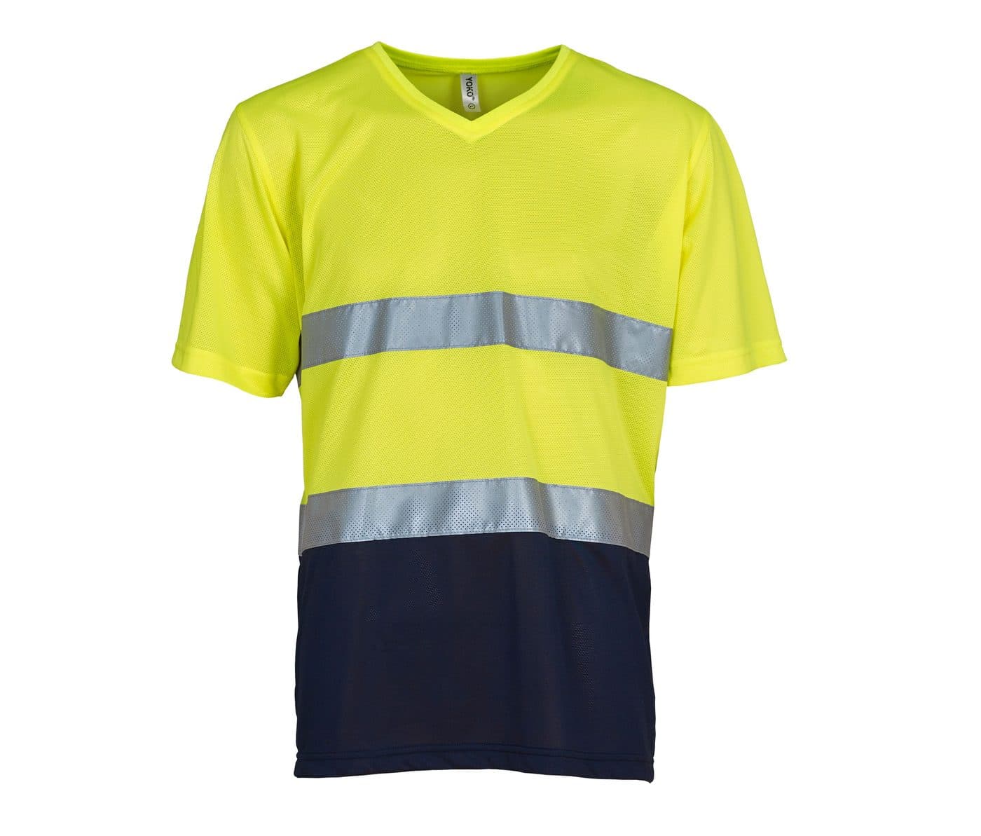 HI-VIS TOP COOL V-NECK T-SHIRT coloris Jaune haute visibilité / Marine