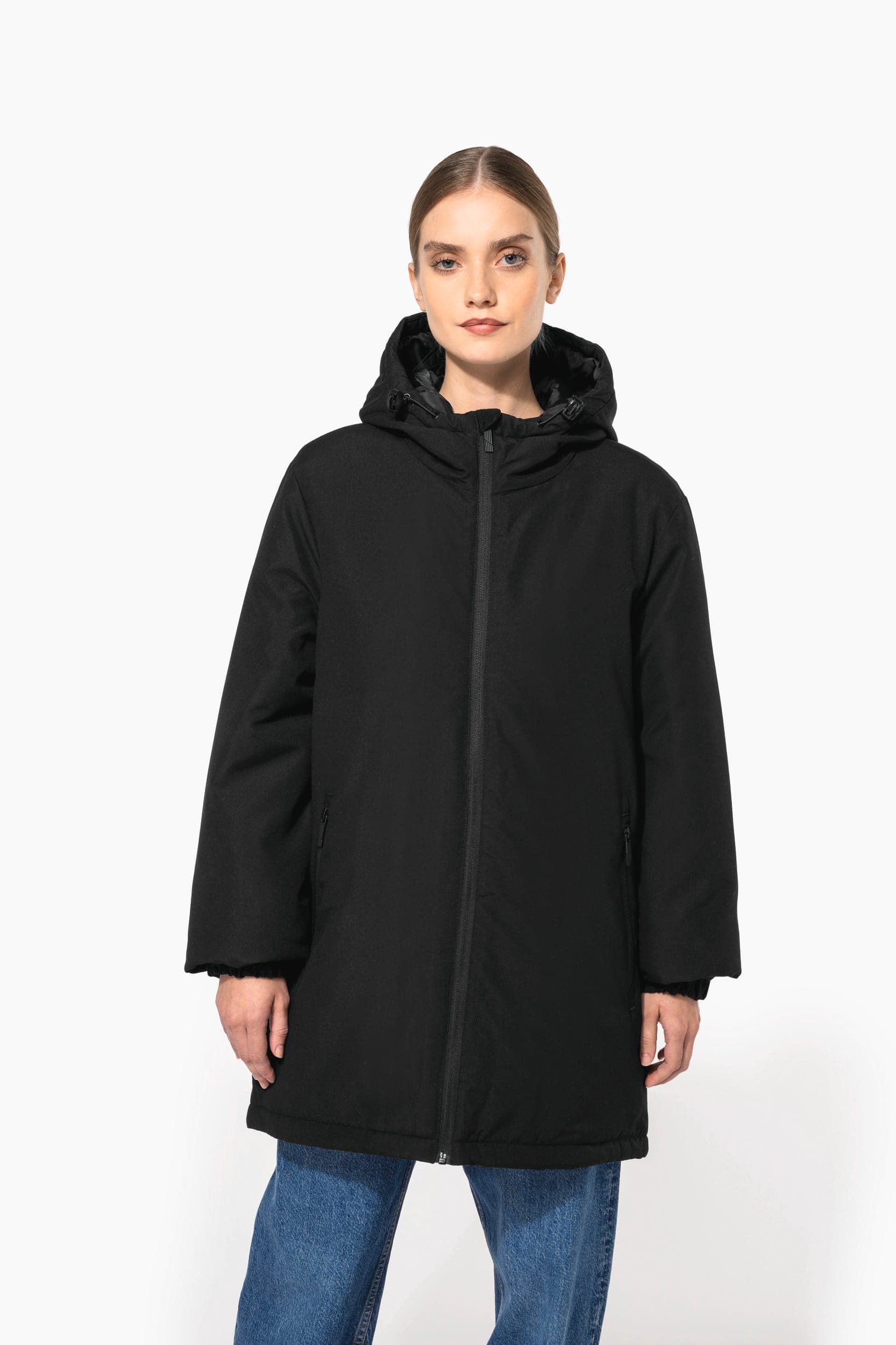 Parka à capuche recyclée unisexe en situation