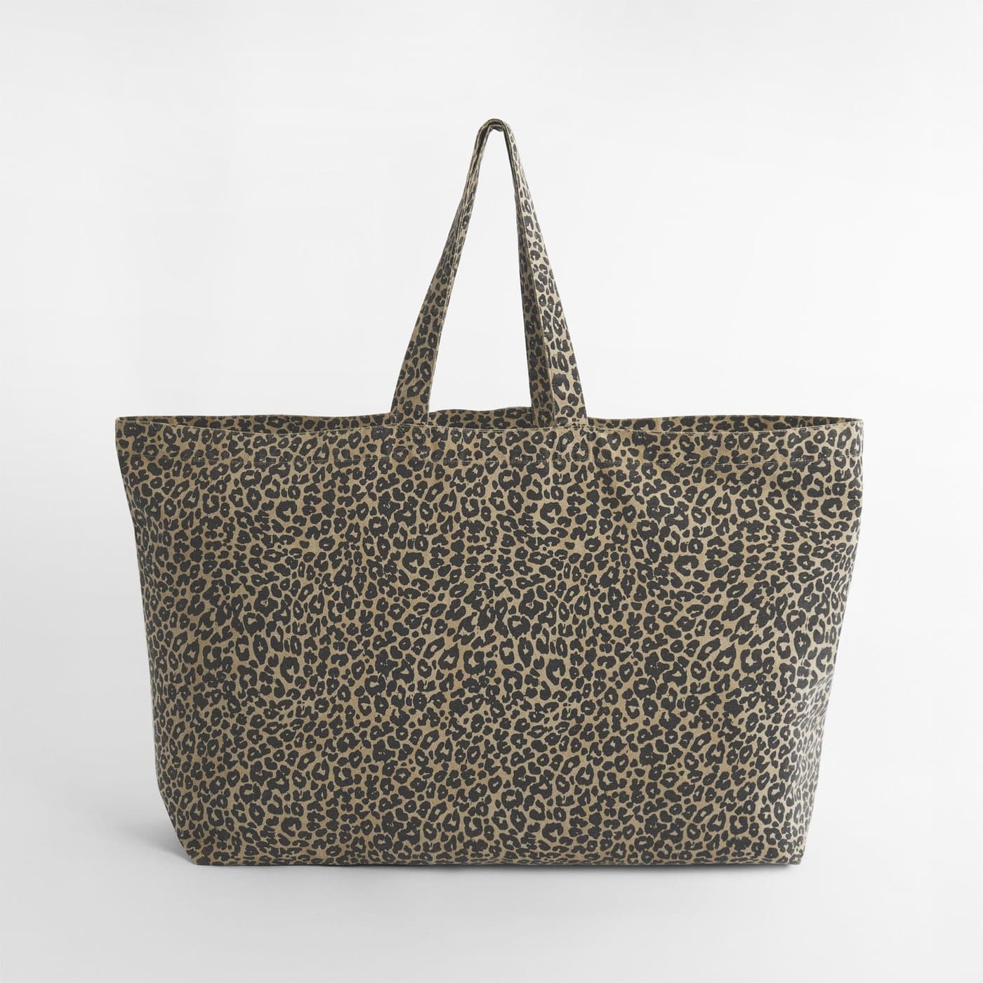 LEOPARD PRINT CANVAS OVERSIZED TOTE BAG