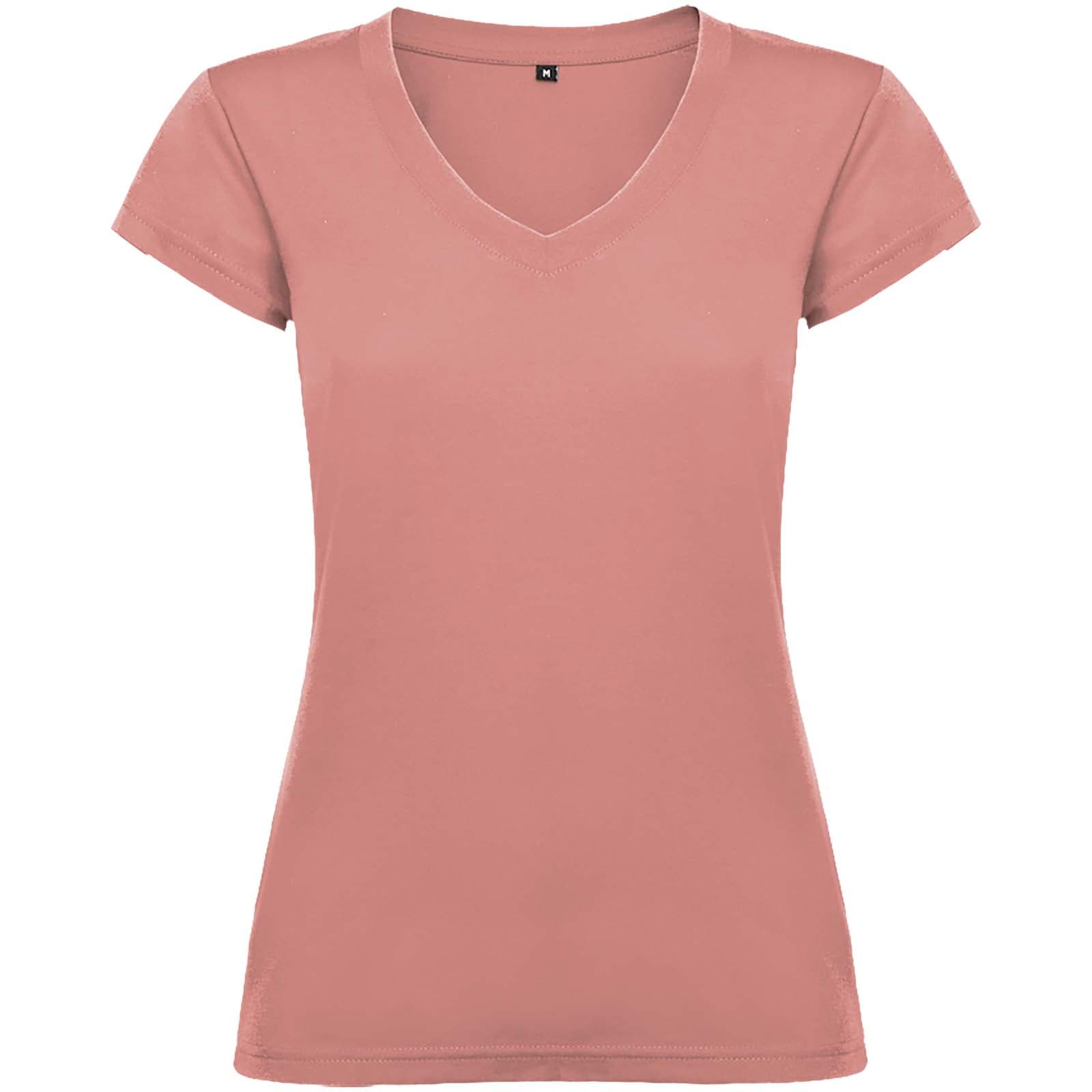 T-shirt de 155 g/m² Victoria à col en V et manches courtes pour femme coloris Orange argile