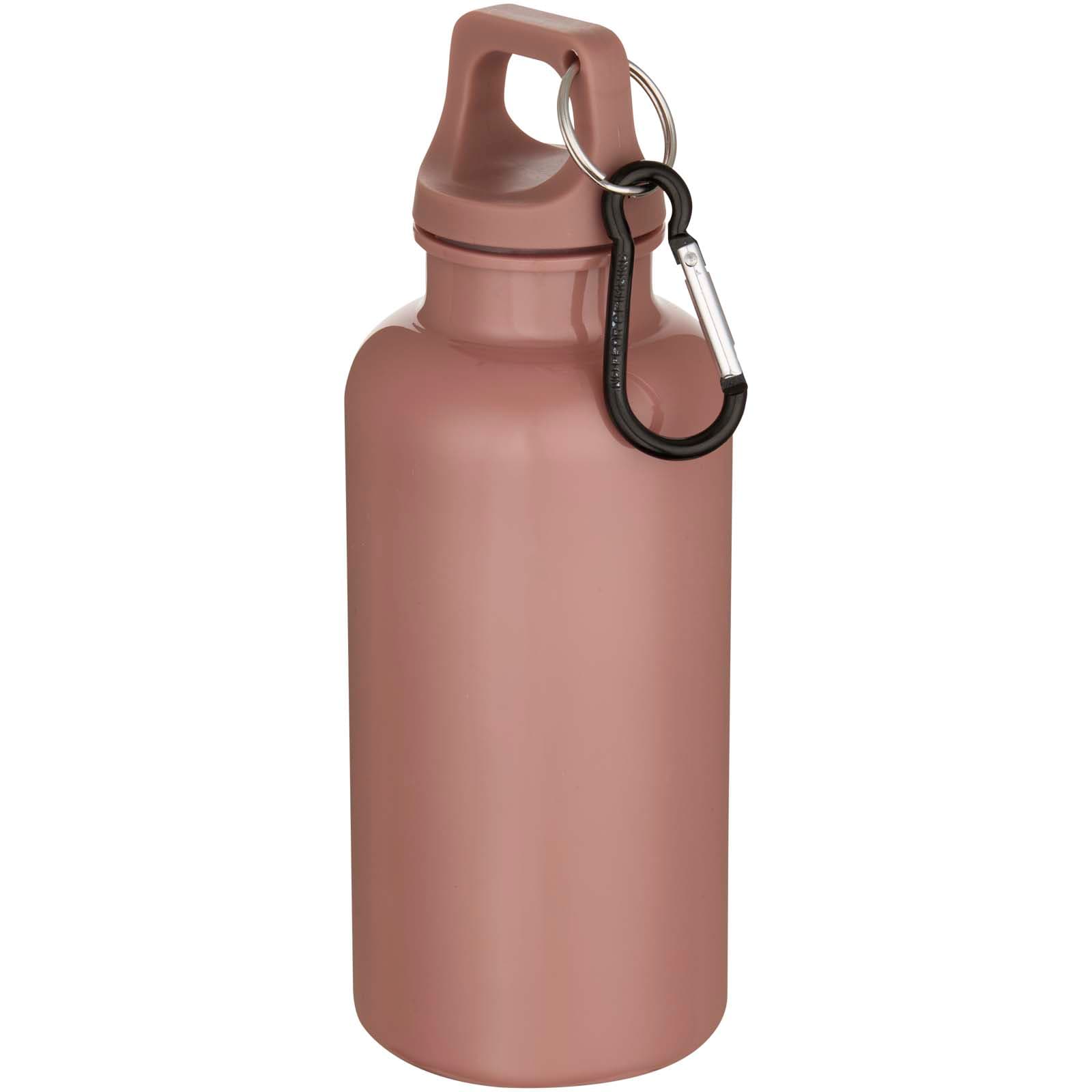 Bouteille d’eau Oregon de 400 ml en plastique recyclé uni certifié RCS avec mousqueton  coloris Rose poudré