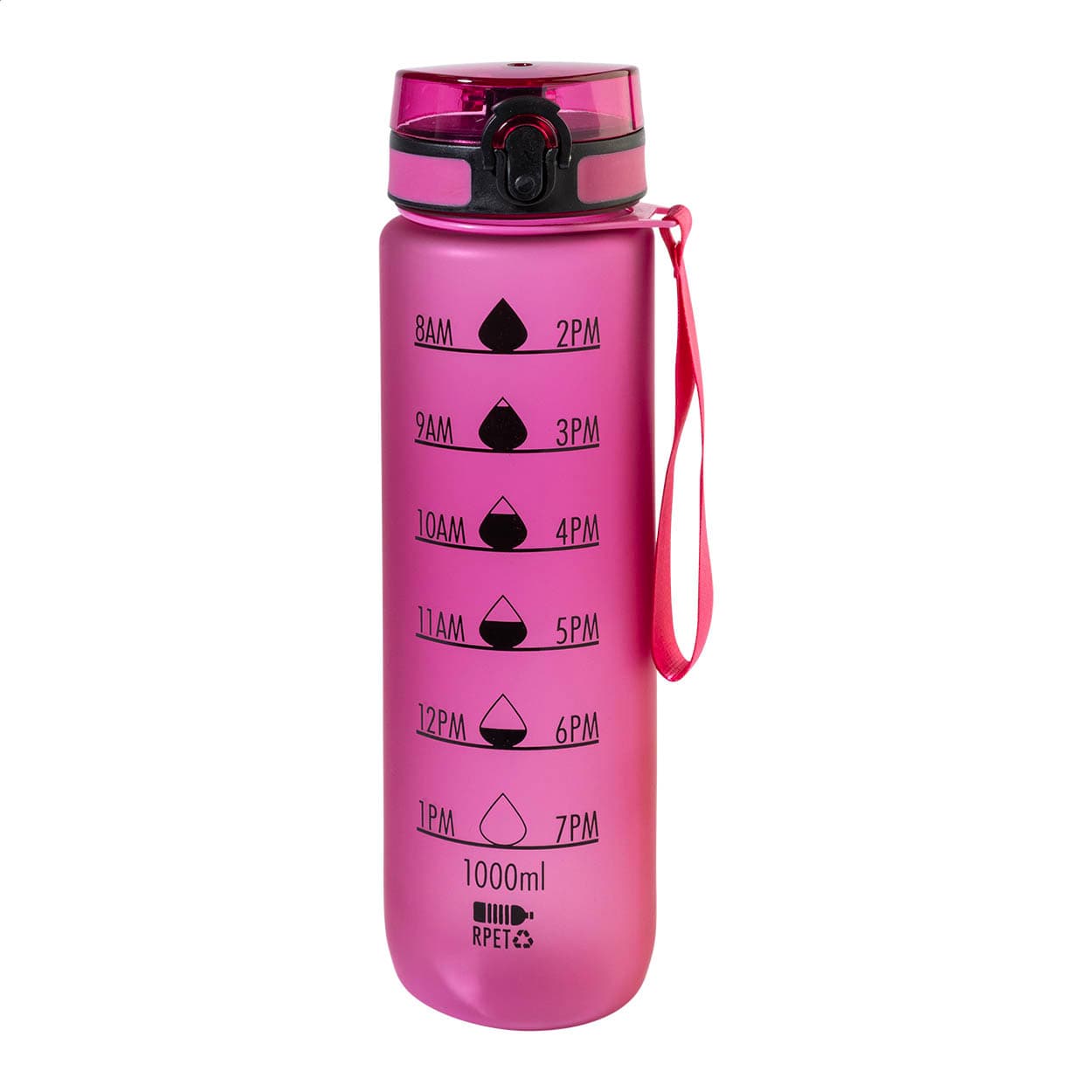 Bouteille avec graduation en RPET coloris Fuchsia