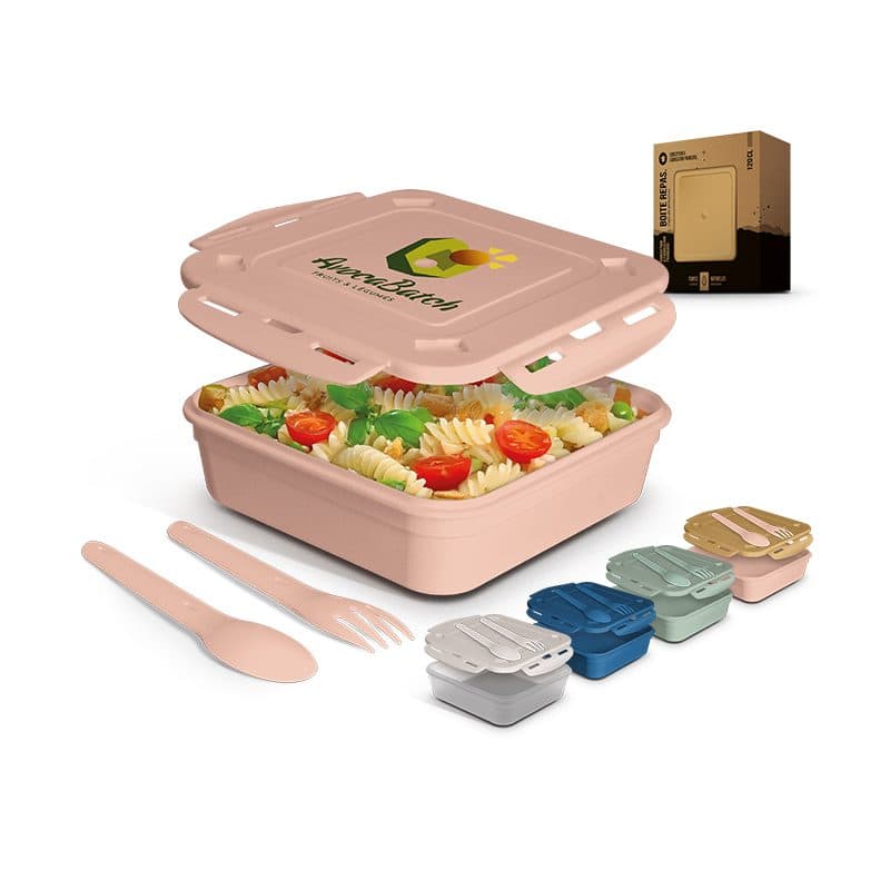 BOITE REPAS (LUNCH BOX) 1.2 l AVEC COUVERCLE, CUILLERE ET FOURCHETTE