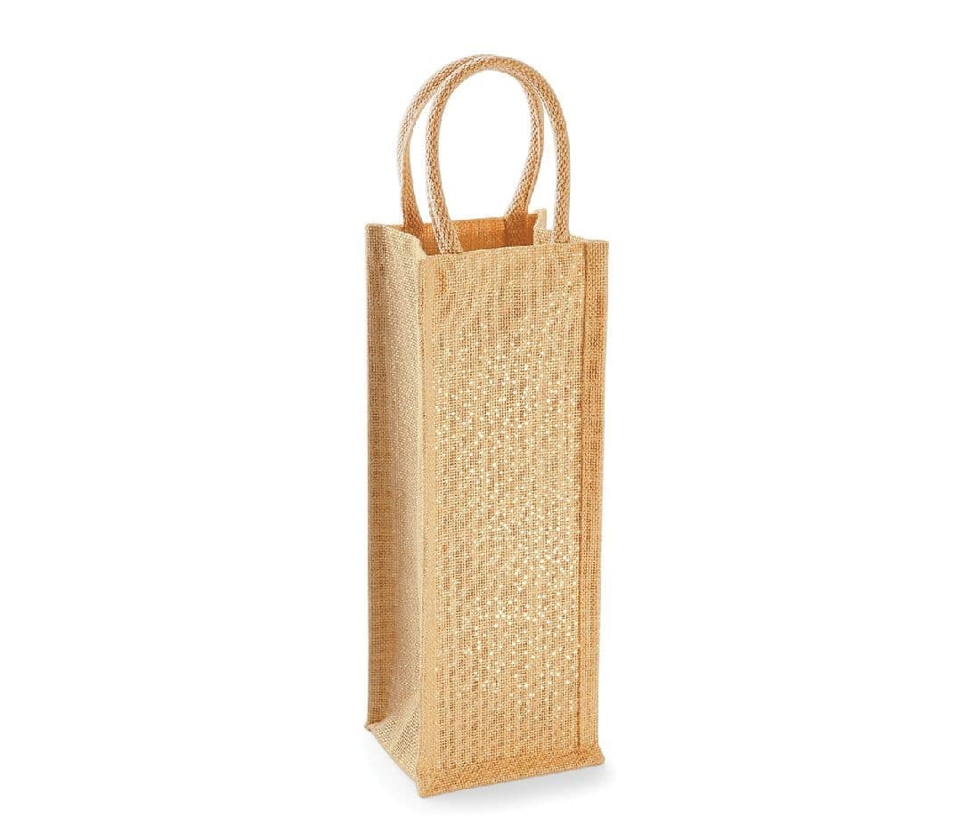 SHIMMER JUTE BOTTLE BAG