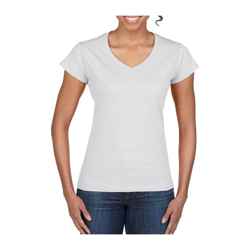 SOFTSTYLE® LADIES' V-NECK T-SHIRT coloris Blanc