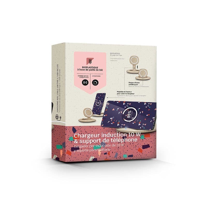 CHARGEUR PAR INDUCTION RAPIDE 10W & SUPPORT DE TELEPHONE en situation