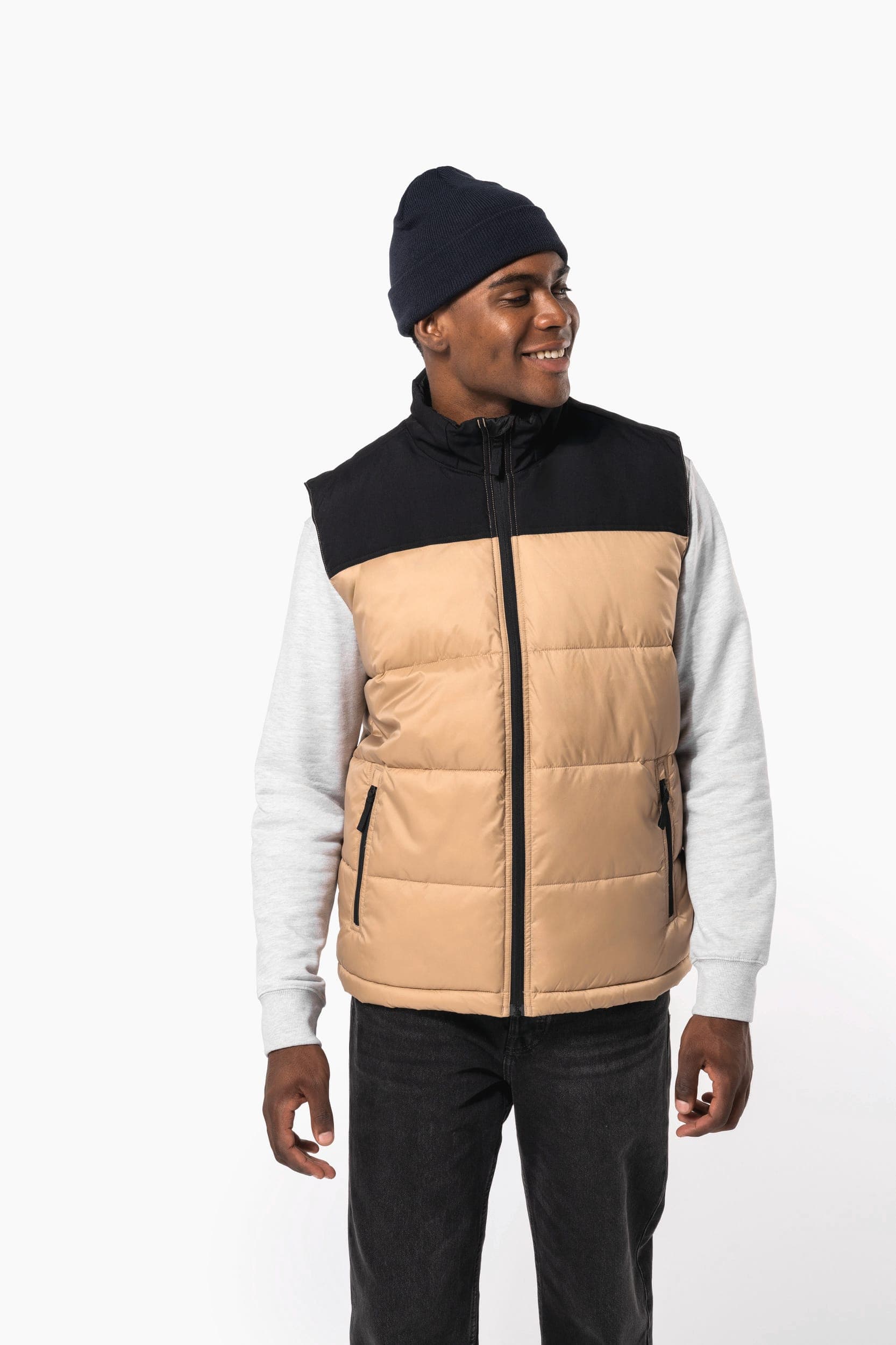 Bodywarmer matelassé bi-ton unisexe en situation