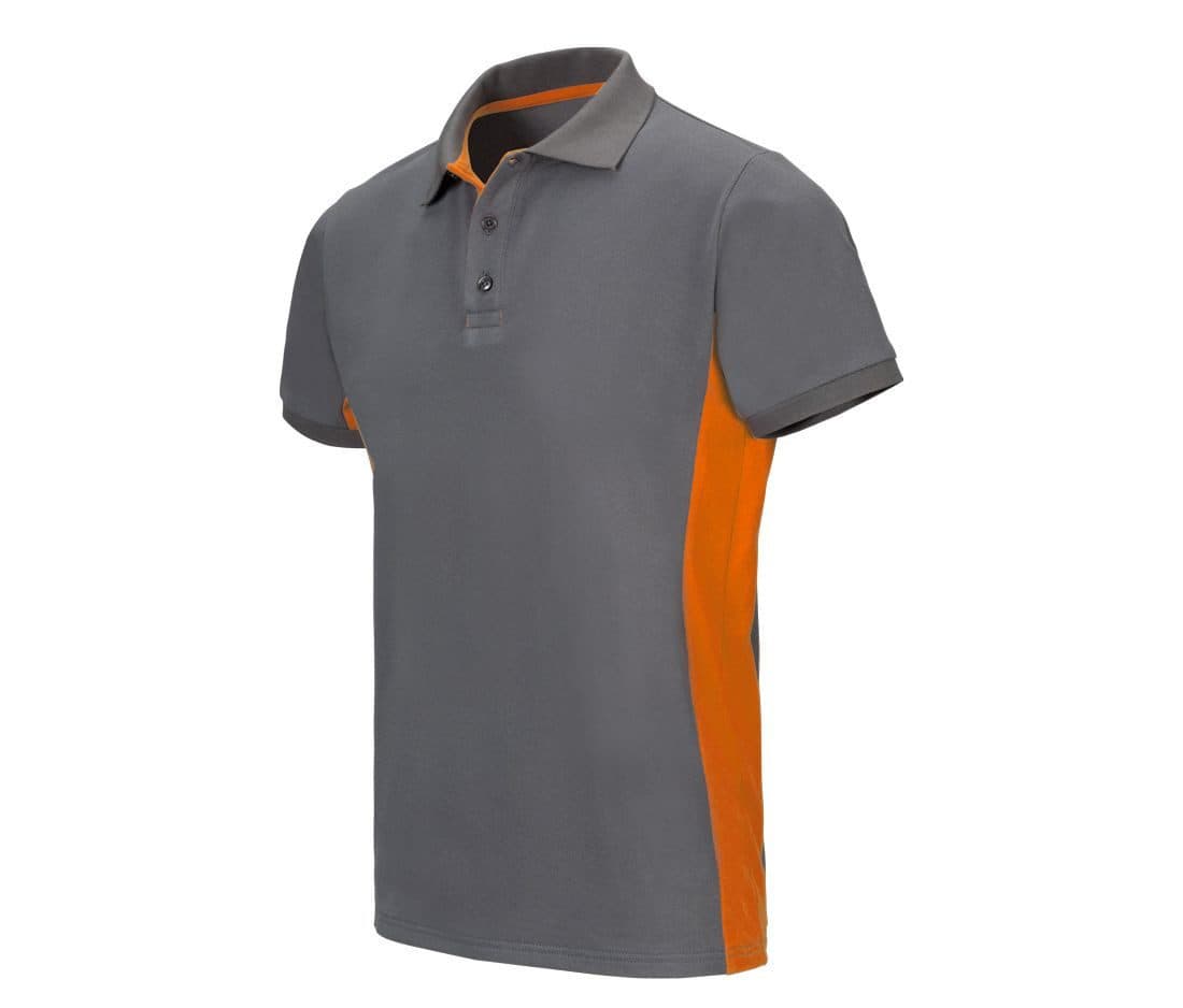 POLO BICOLORE MANCHES COURTES coloris Gris / Orange