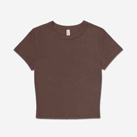 WOMEN'S MICRO RIB BABY TEE coloris Cacao chiné
