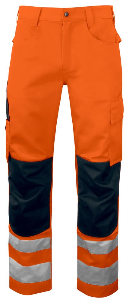6532 PANTALON DE SIGNALISATION AVEC POCHES AUX GENOUX EN ISO 20471 CLASSE 2 coloris Orange / Noir