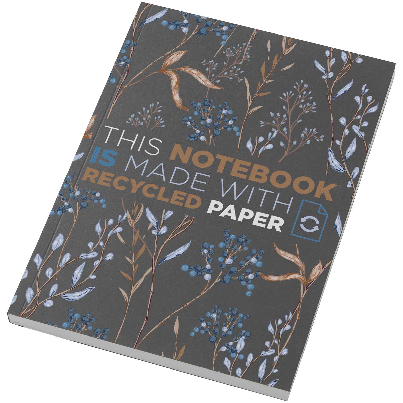 Cahier Novella Austen Colours A5 recyclé à couverture souple de 100 feuilles coloris Charbon