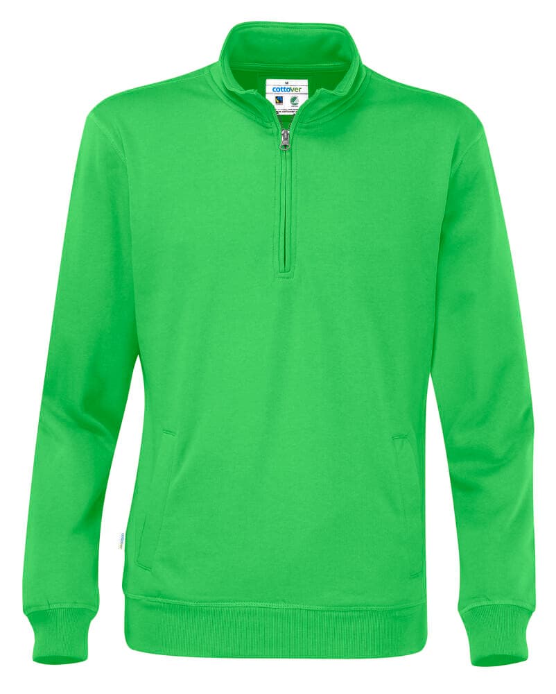 SWEAT DEMI-ZIP UNISEXE - CERTIFIÉ GOTS coloris Vert
