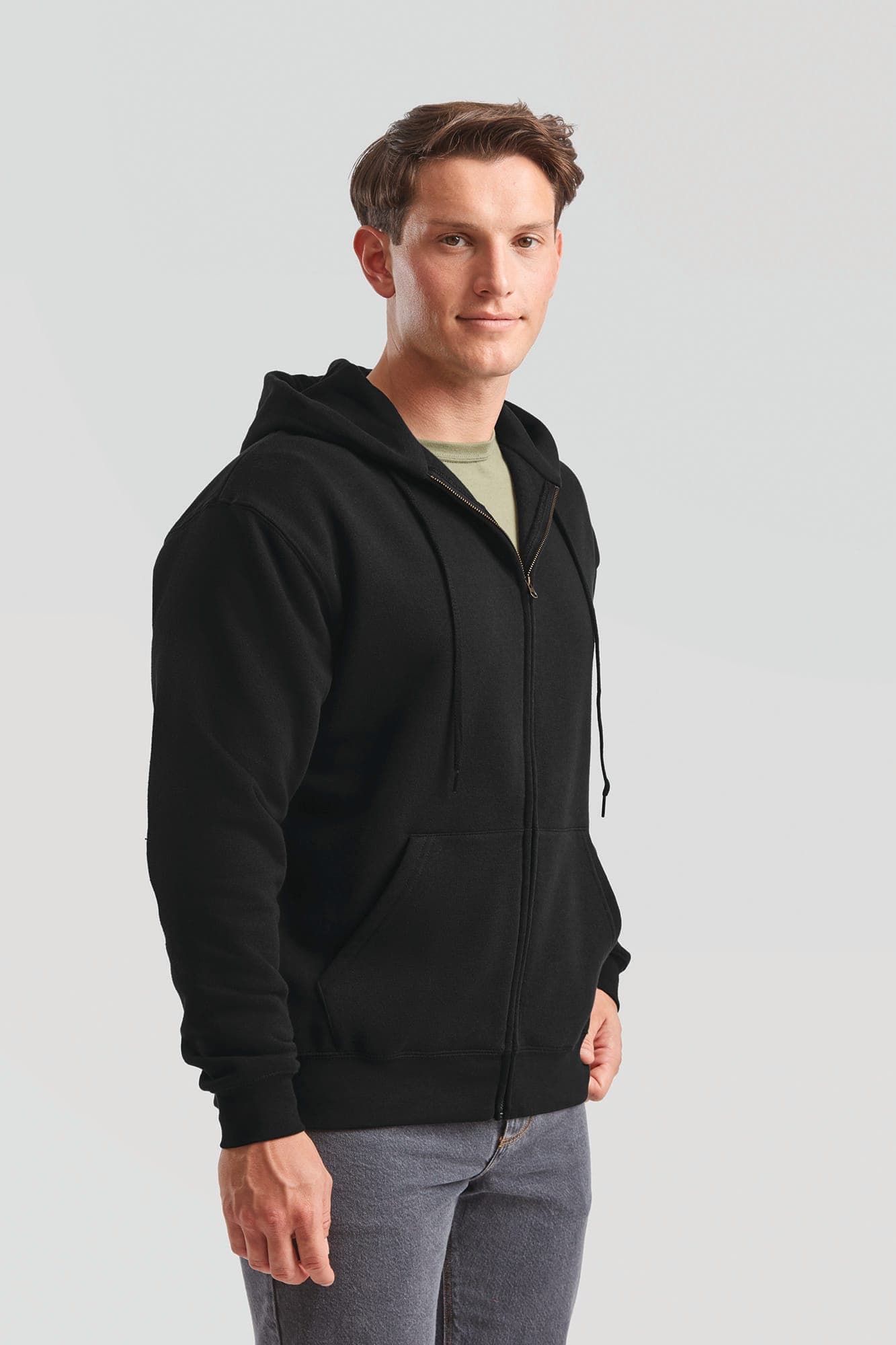 Sweat-shirt homme zippé capuche Premium (62-034-0) en situation