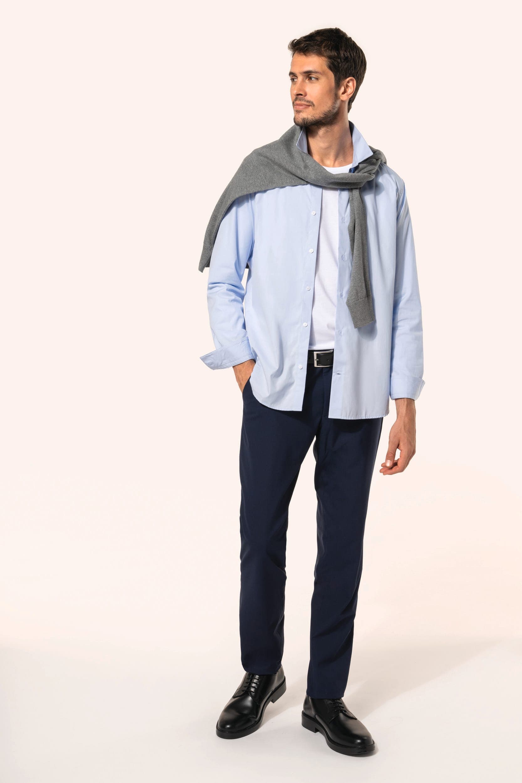 Chemise popeline manches longues homme en situation