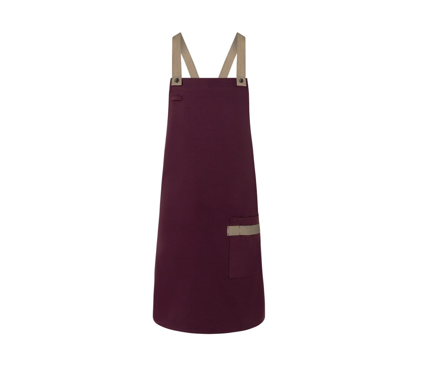 BIB APRON URBAN-LOOK WITH CROSS STRAPS AND POCKET coloris Aubergine