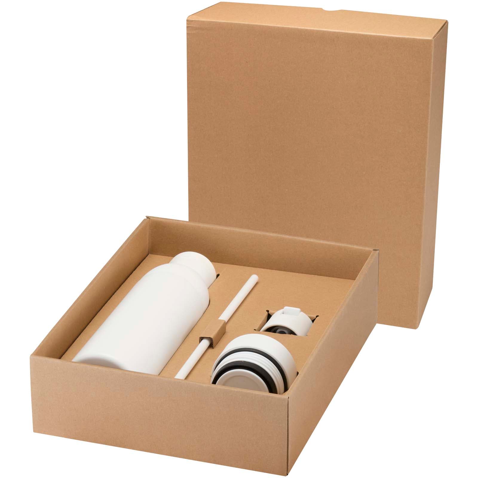 Bouteille d’eau Illuminate de 650 ml en acier inoxydable recyclé à double paroi RCS avec couvercle 3 pièces coloris Blanc