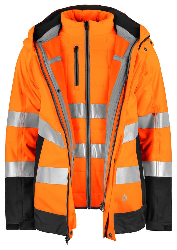 6445 VESTE SIGNALISATION 3-EN-1 EN ISO 20471 CLASSE 3/2 coloris Orange / Noir