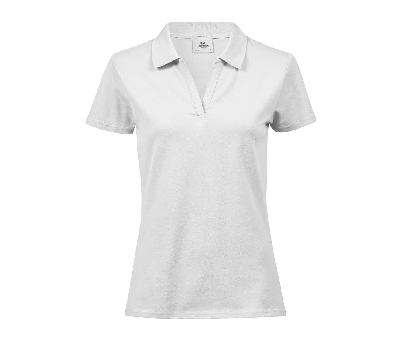 WOMENS LUXURY STRETCH V-NECK POLO coloris Blanc