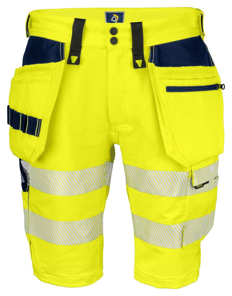 6575 SHORT STRETCH DE SIGNALISATION AVEC POCHES JEAN EN ISO 20471 CLASSE 2/1 coloris Jaune / Marine