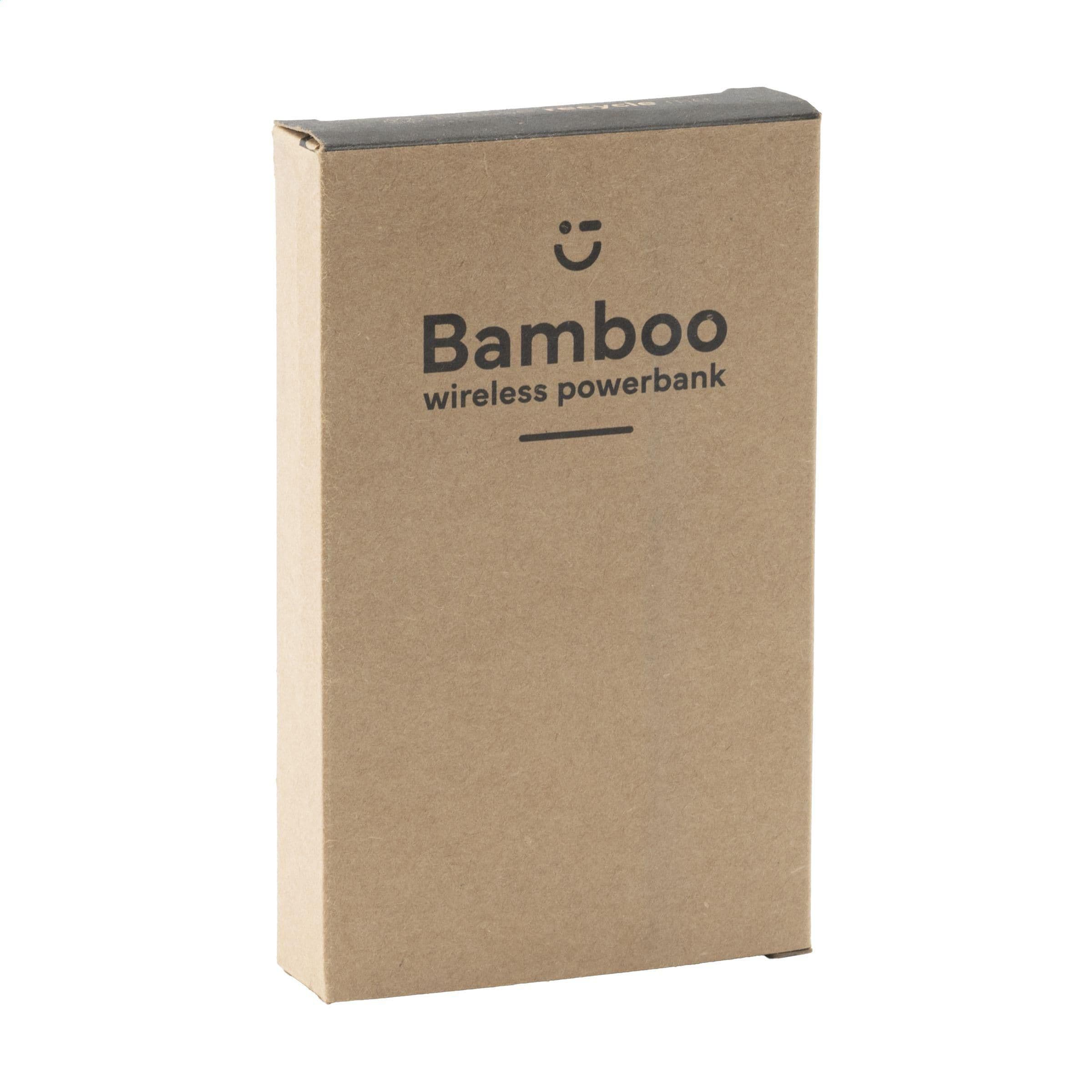 Batterie externe sans fil bambou 8000 mAh en situation