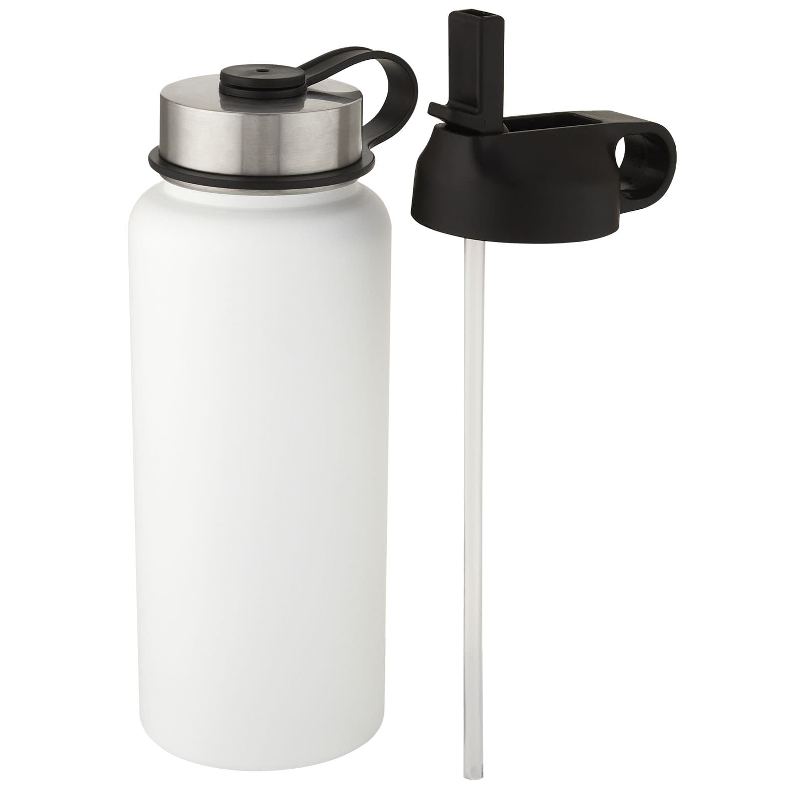 Bouteille de sport isotherme Supra 1 l avec couche de cuivre et 2 couvercles coloris Blanc