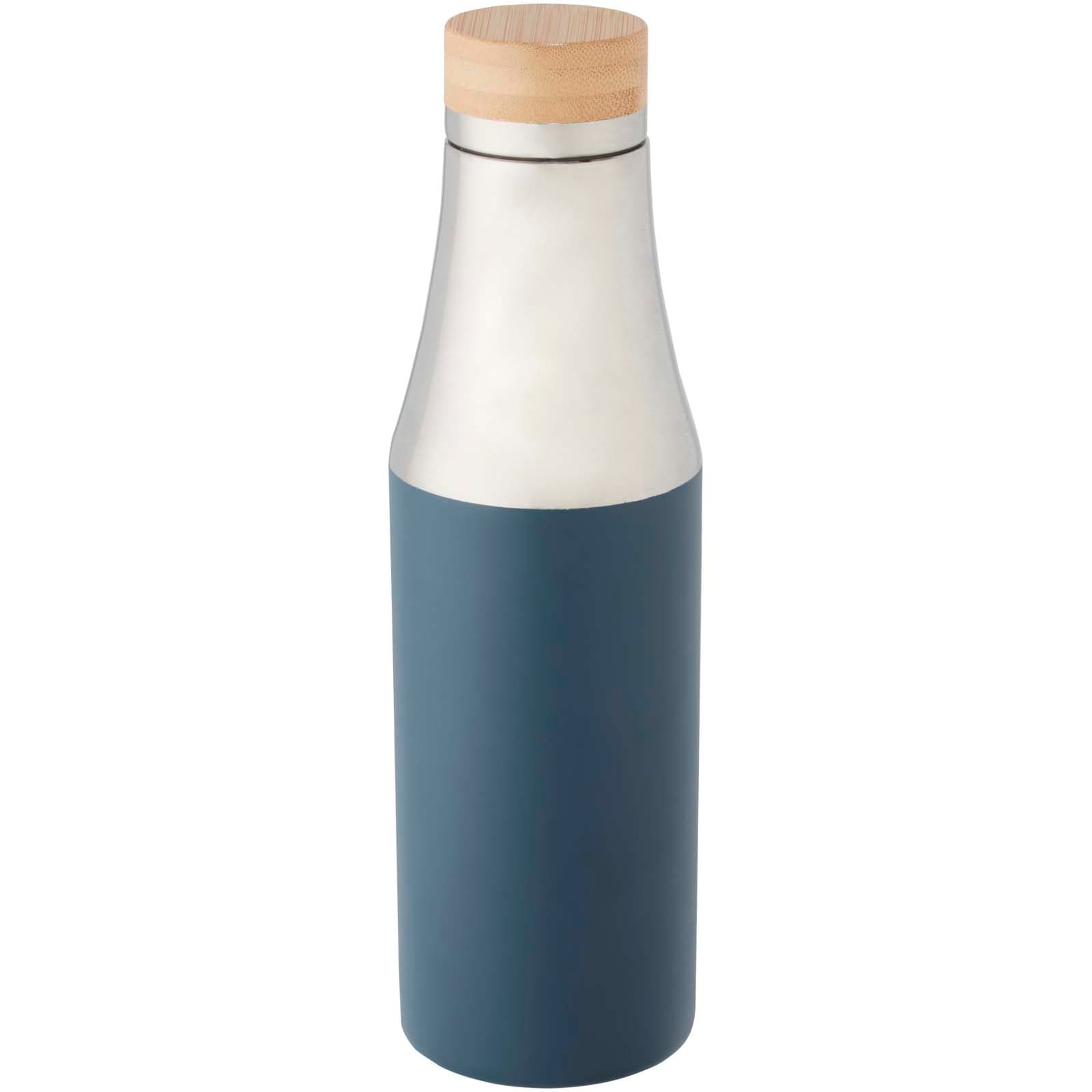 Bouteille Hulan de 540 ml en acier inoxydable avec  cuivre et isolation par le vide avec couvercle en bambou coloris Bleu glacier