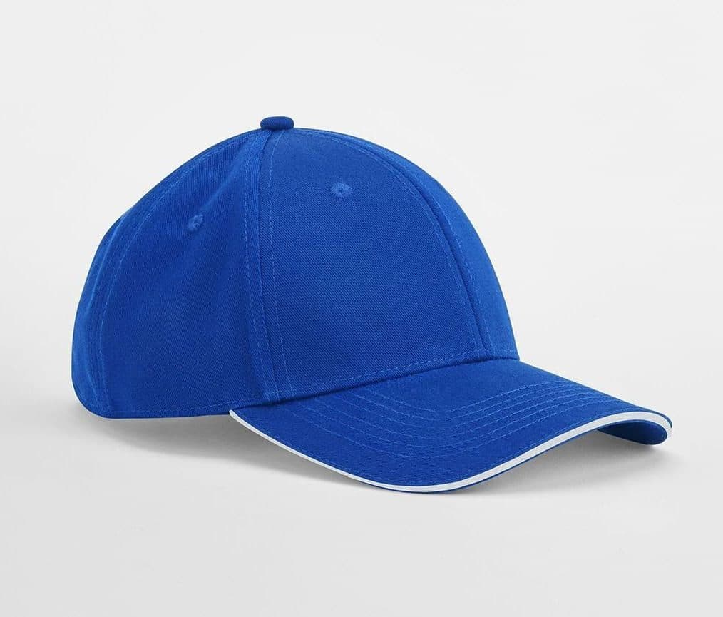EARTHAWARE® CLASSIC ORGANIC COTTON 6 PANEL CAP - SANDWICH PEAK coloris Bleu roi vif / Blanc