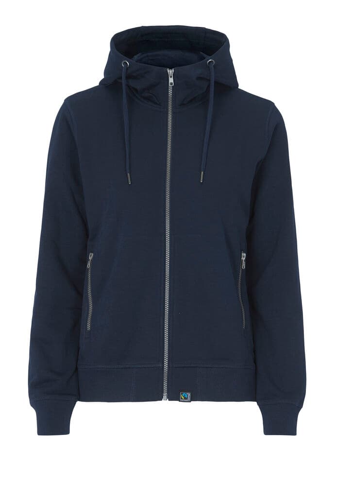 F. SWEAT À CAPUCHE FERMETURE COMPLÈTE FEMME - CERTIFIÉ GOTS coloris Marine