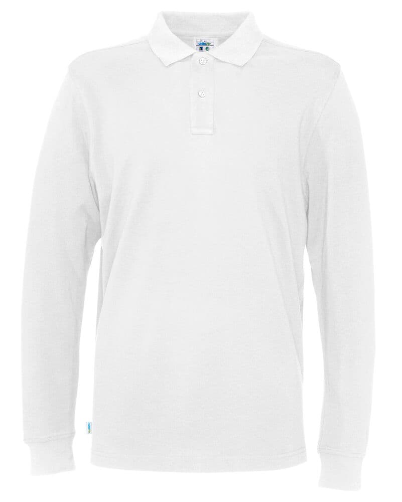 POLO PIQUE MANCHES LONGUES HOMME - CERTIFIÉ GOTS coloris Blanc