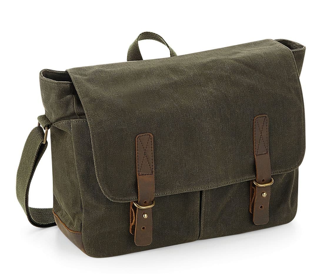 HERITAGE WAXED CANVAS MESSENGER coloris Vert olive