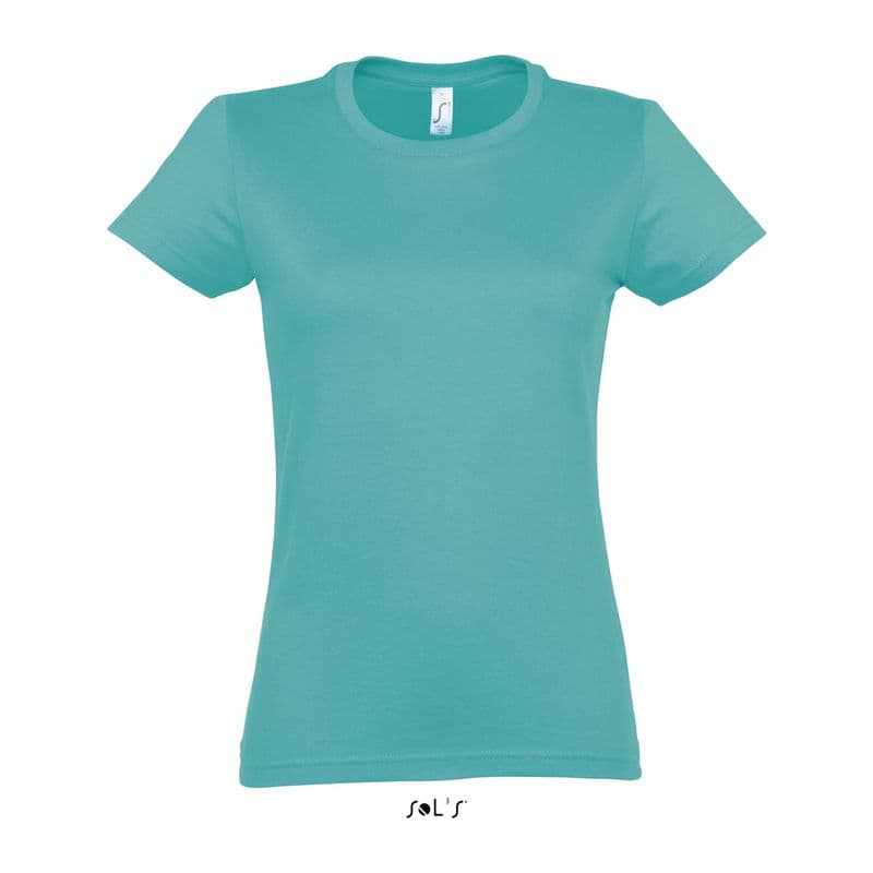 SOL'S IMPERIAL WOMAN ROUND COLLAR T-SHIRT coloris Bleu caraïbes