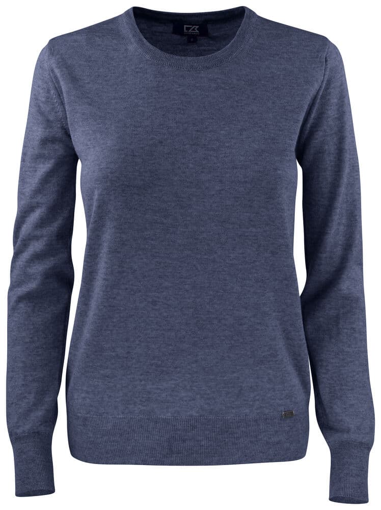 Pull col rond Cutter & Buck Kennewick femme coloris Bleu mer chiné