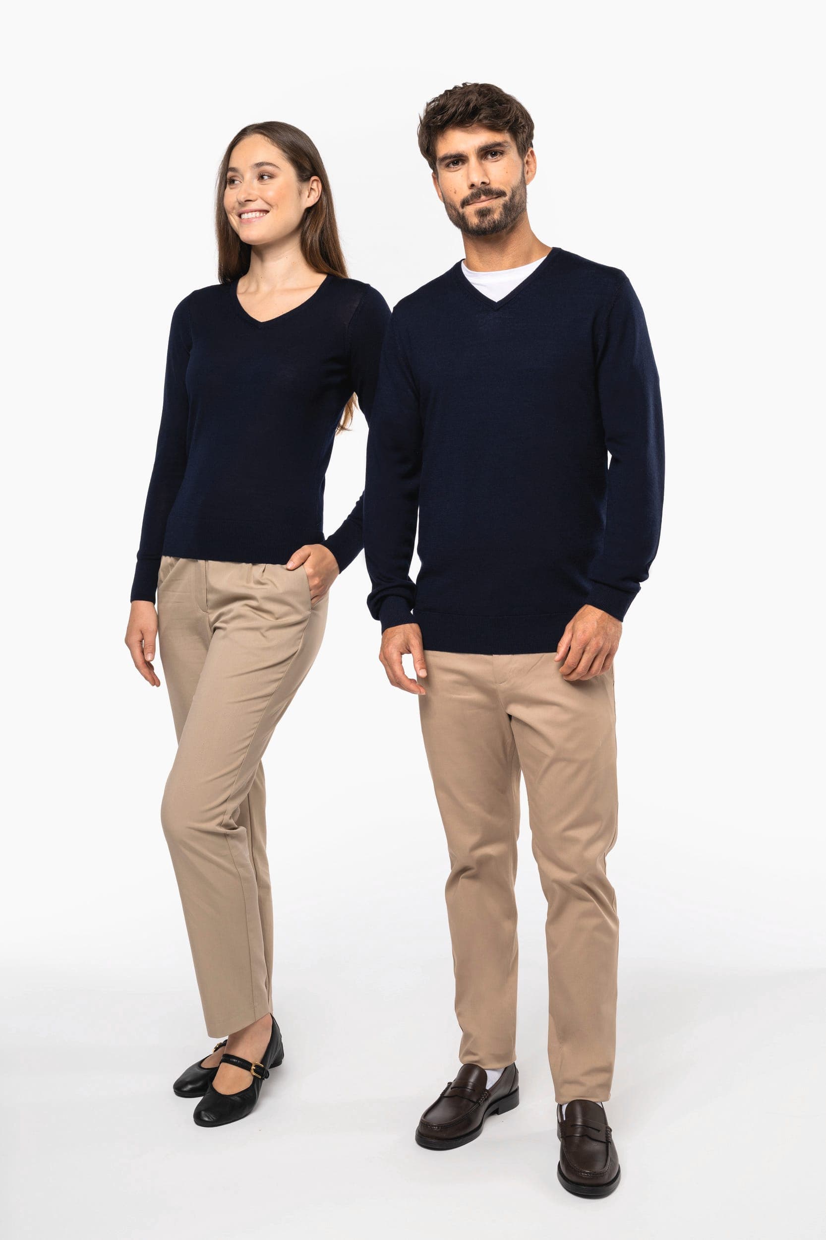Pull Mérinos col V homme en situation