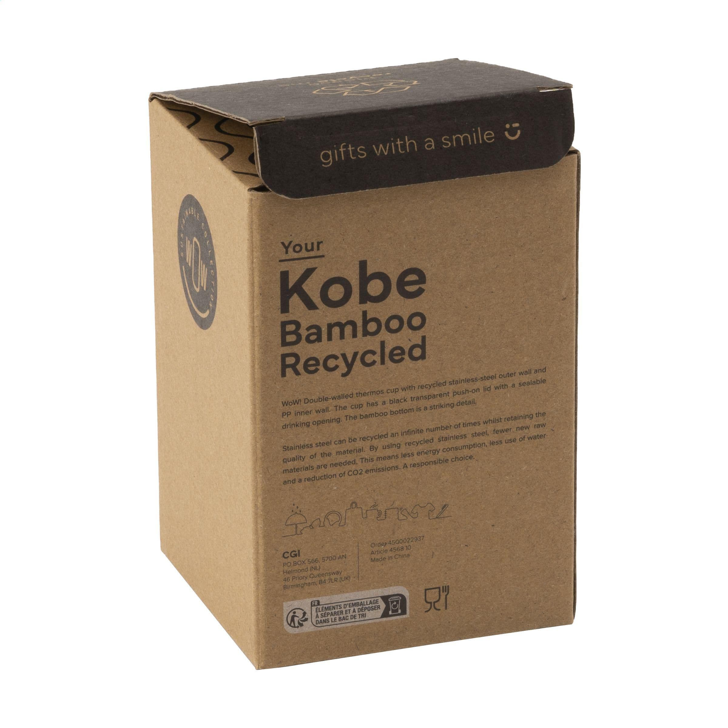Mug Kobe bambou RCS recyclé acier 350 ml en situation